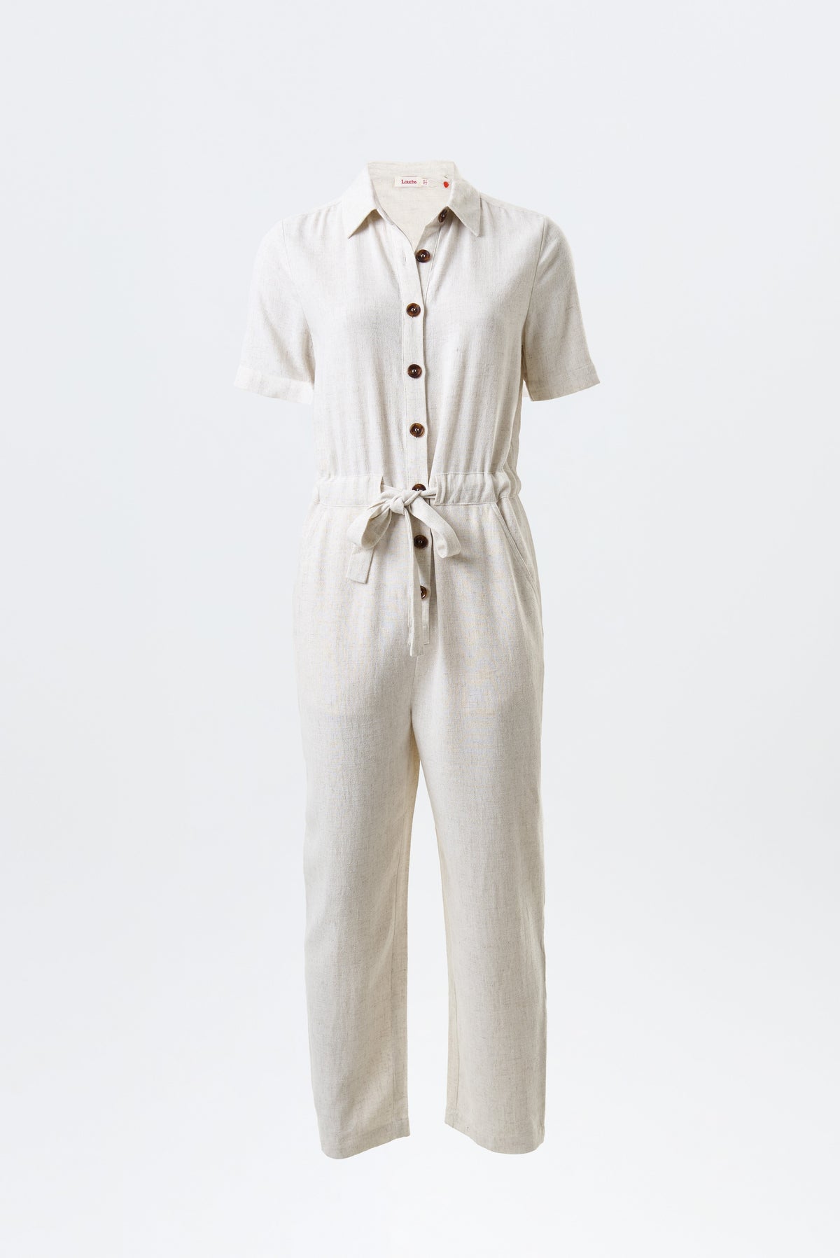Justin Linen Mix Short Sleeve Jumpsuit - Natural