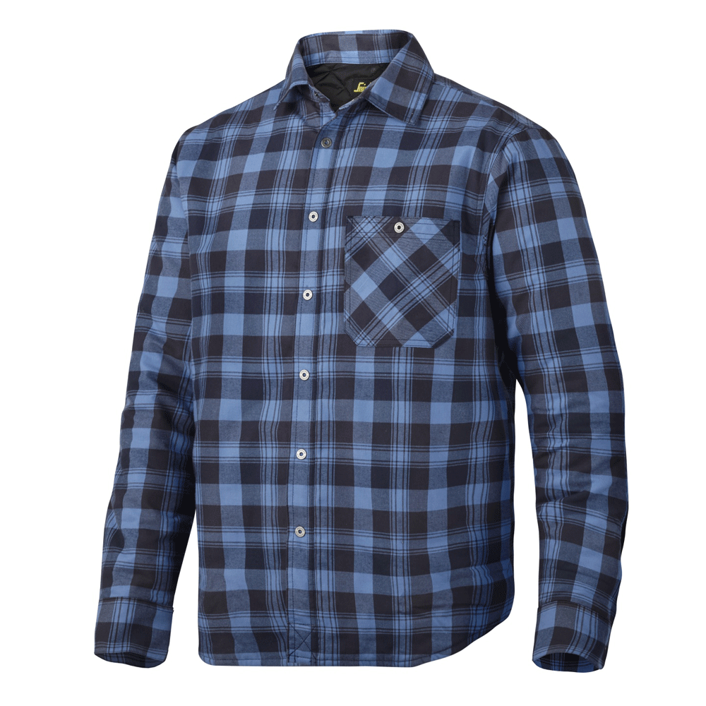 Snickers 8501 RuffWork Padded Flannel Checked LS Shirt Navy / Cloud Blue Check XS