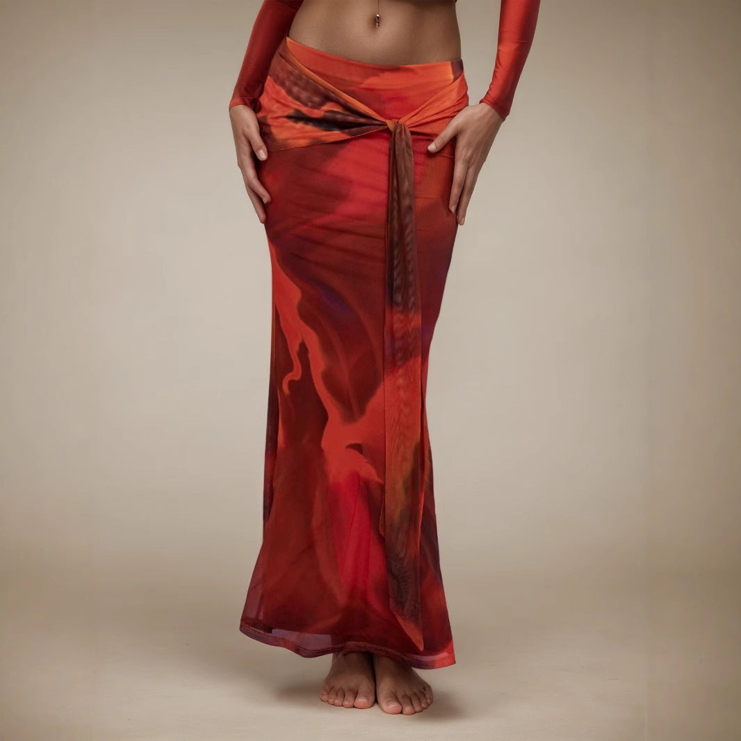 M&N Satin Curve Maxi Skirt