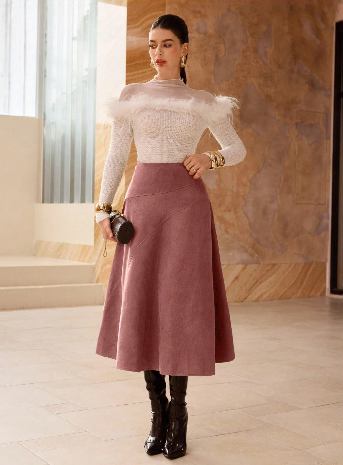 M&N Heritage Suede Midi Skirt