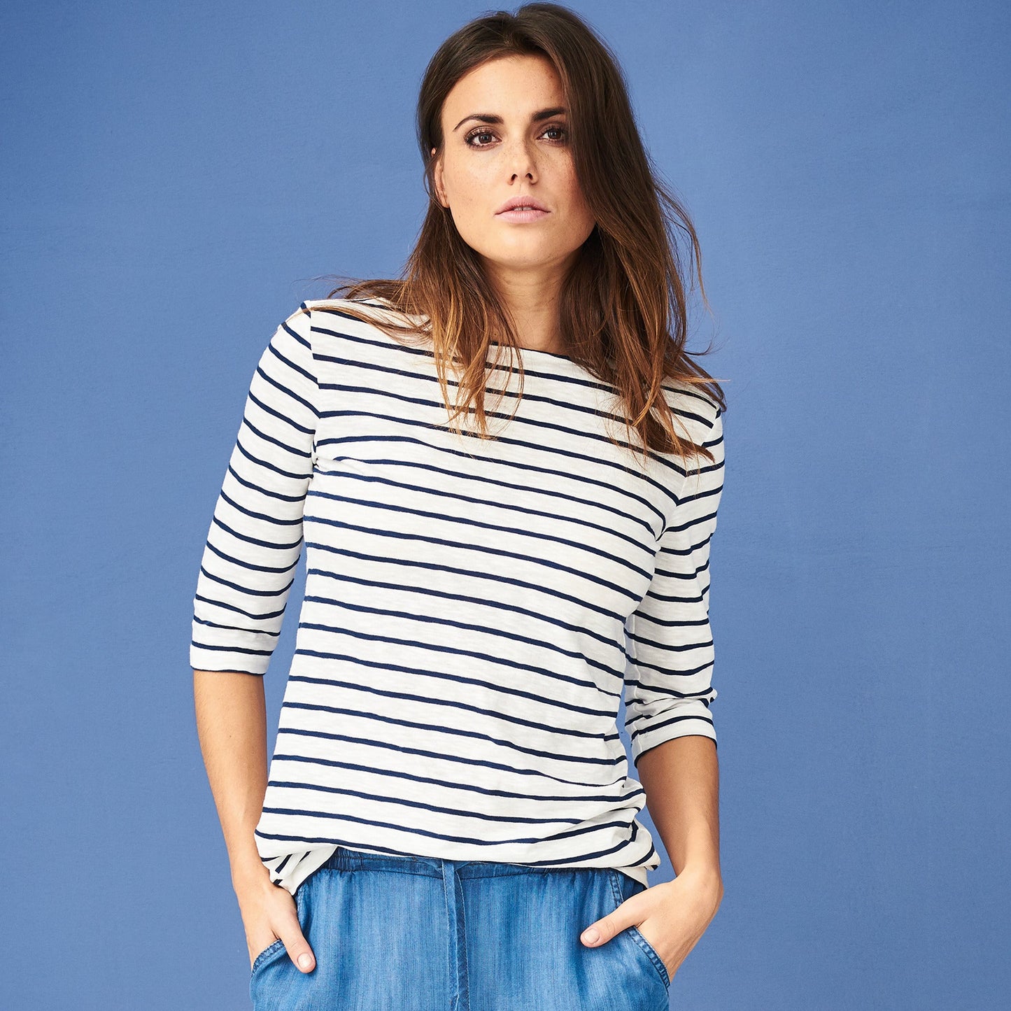 3/4 Sleeve T-Shirt – Stripe Blue