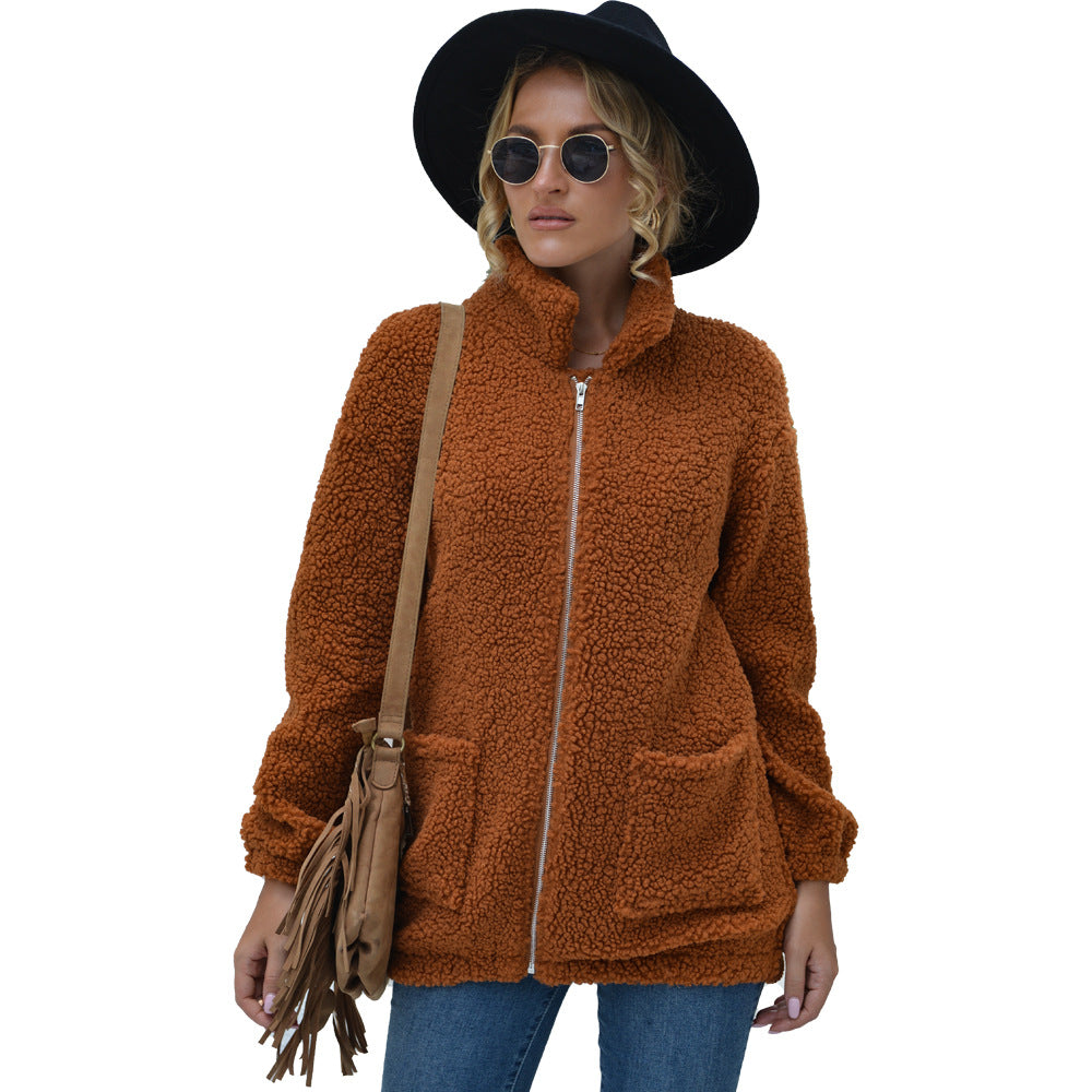 New Autumn And Winter Zipper Warm Sweater Outer Wear Women