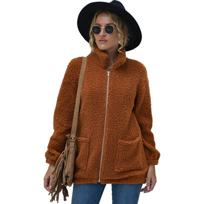 New Autumn And Winter Zipper Warm Sweater Outer Wear Women