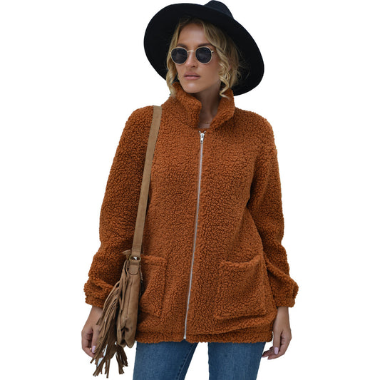 New Autumn And Winter Zipper Warm Sweater Outer Wear Women