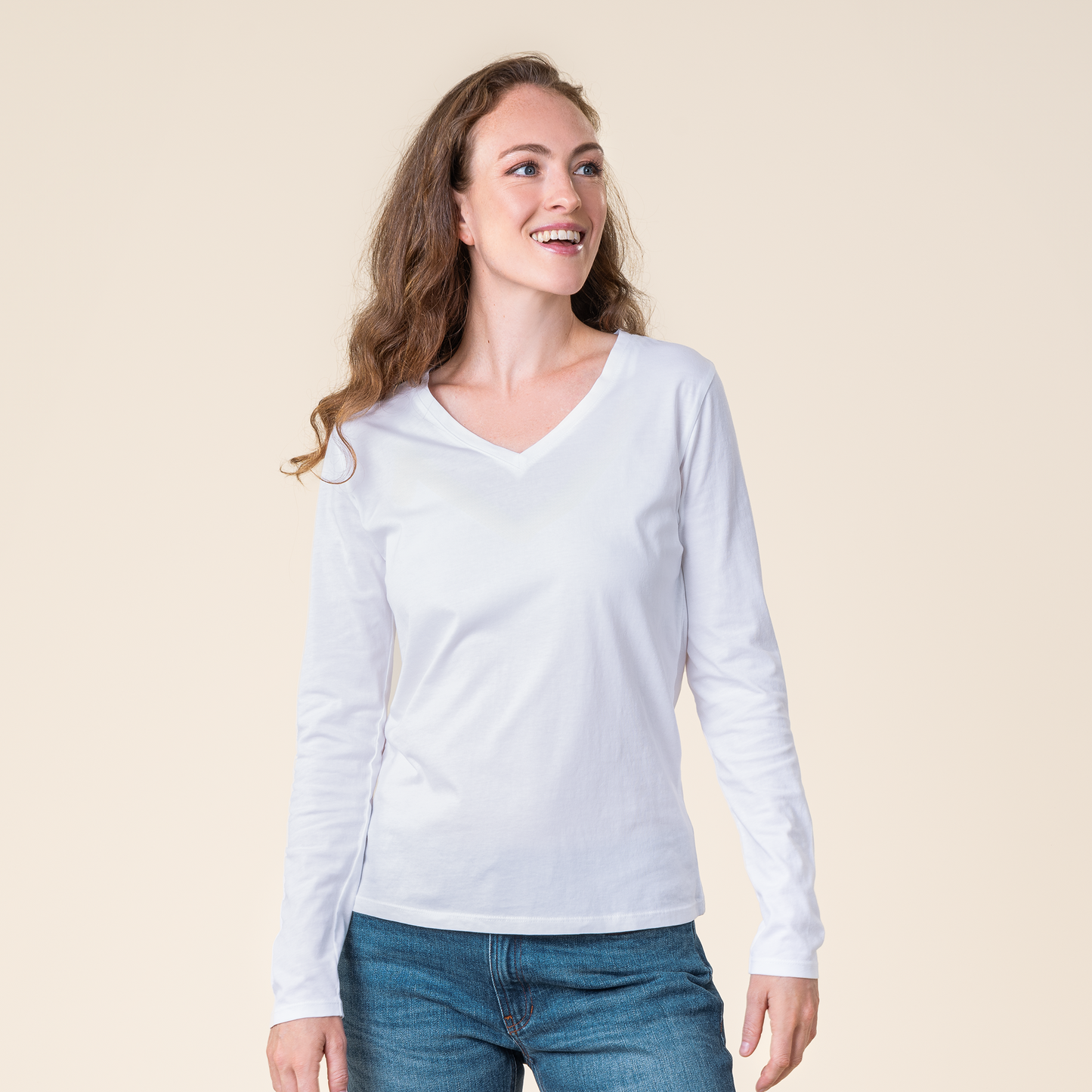 Long Sleeve V-Neck Top – Navy