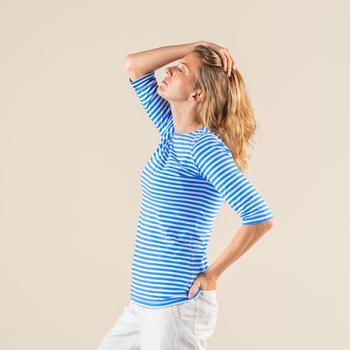 3/4 Sleeve T-Shirt – Stripe Blue