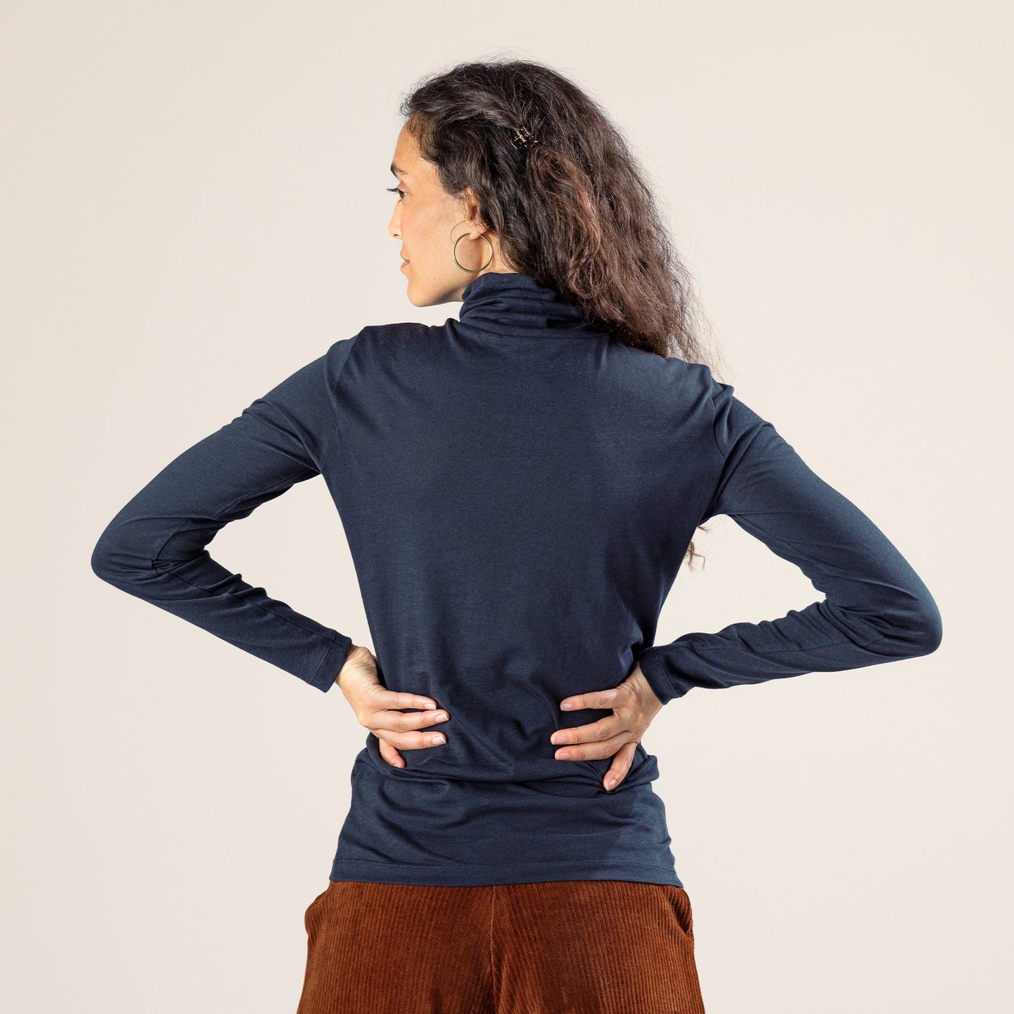 Turtleneck Long Sleeve Top – Navy