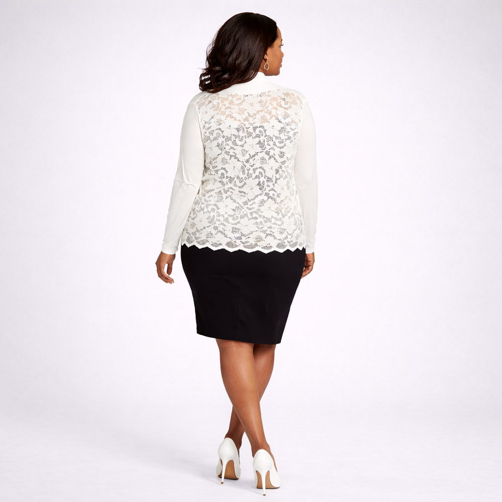 Scallop Hem Lace Back Open Front Cardigan