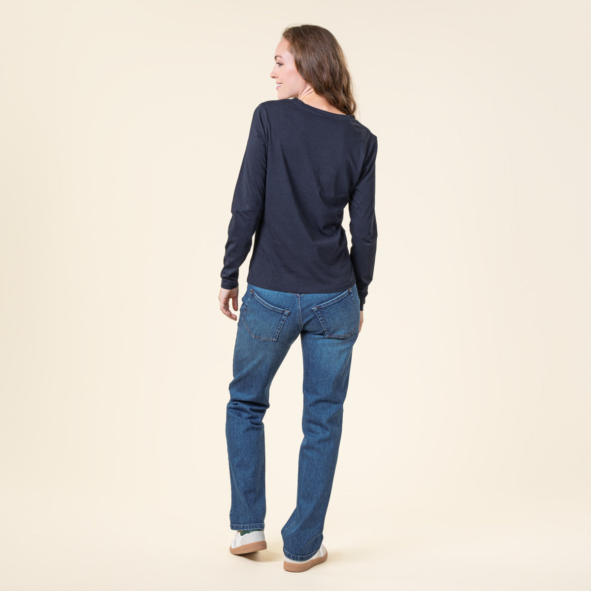 Long Sleeve V-Neck Top – Navy