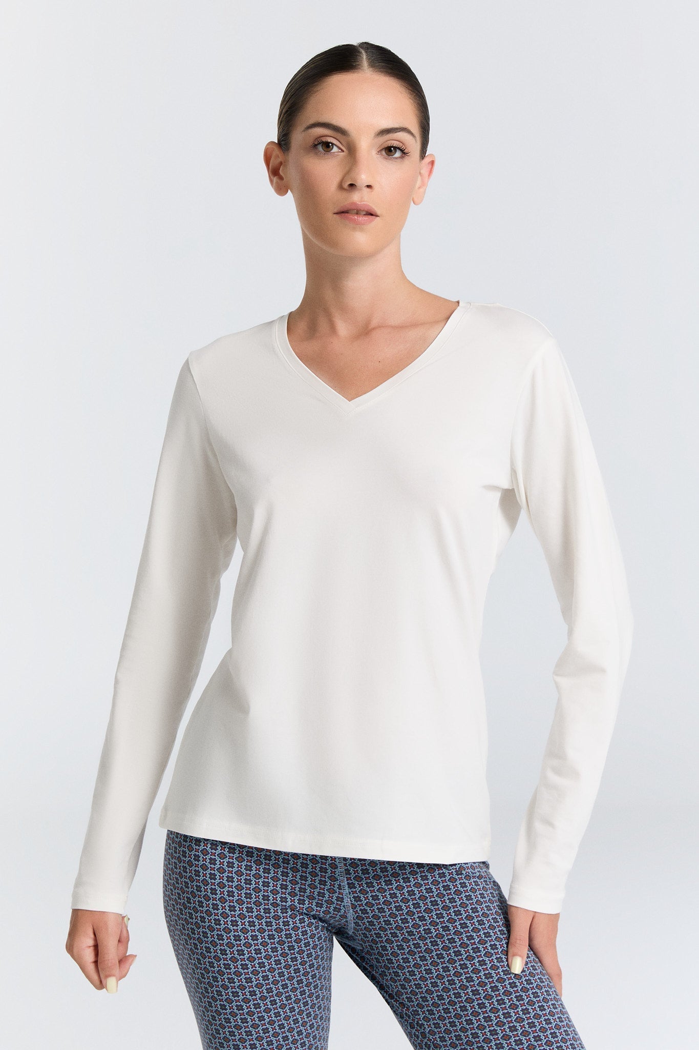 Long Sleeve V-Neck Top – Navy