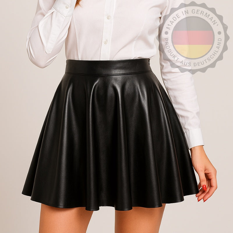 M&N Luxe Flare Leather Skirt