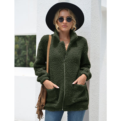 New Autumn And Winter Zipper Warm Sweater Outer Wear Women