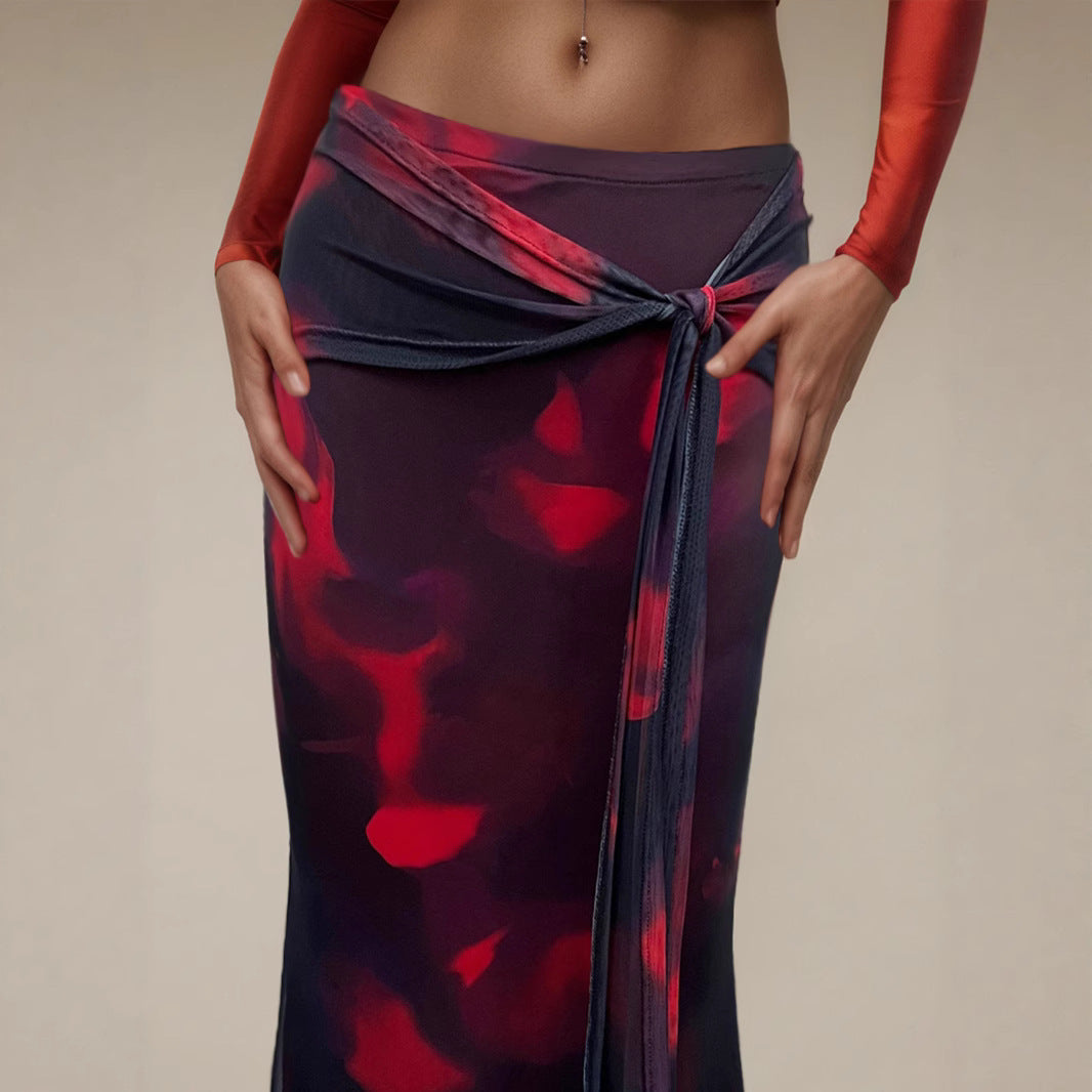 M&N Satin Curve Maxi Skirt