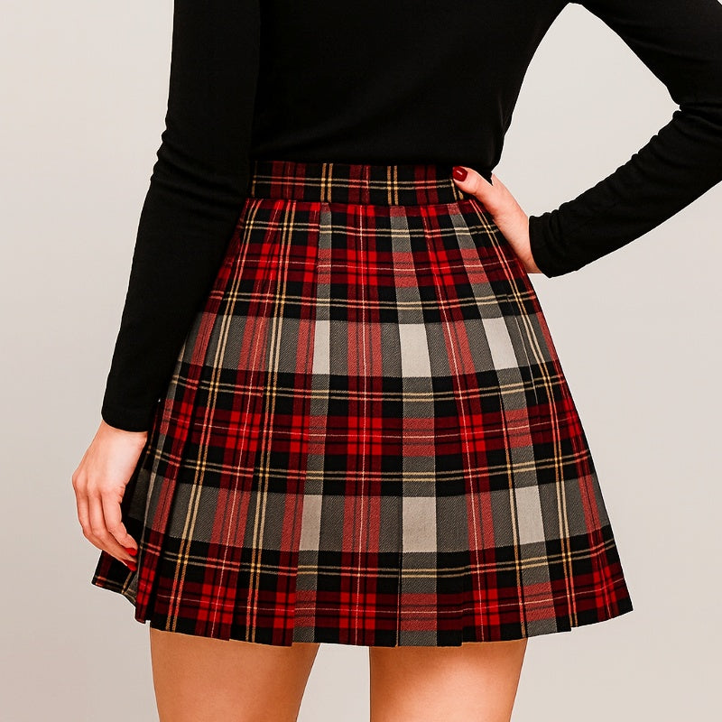 M&N Heritage Check Pleated Skirt