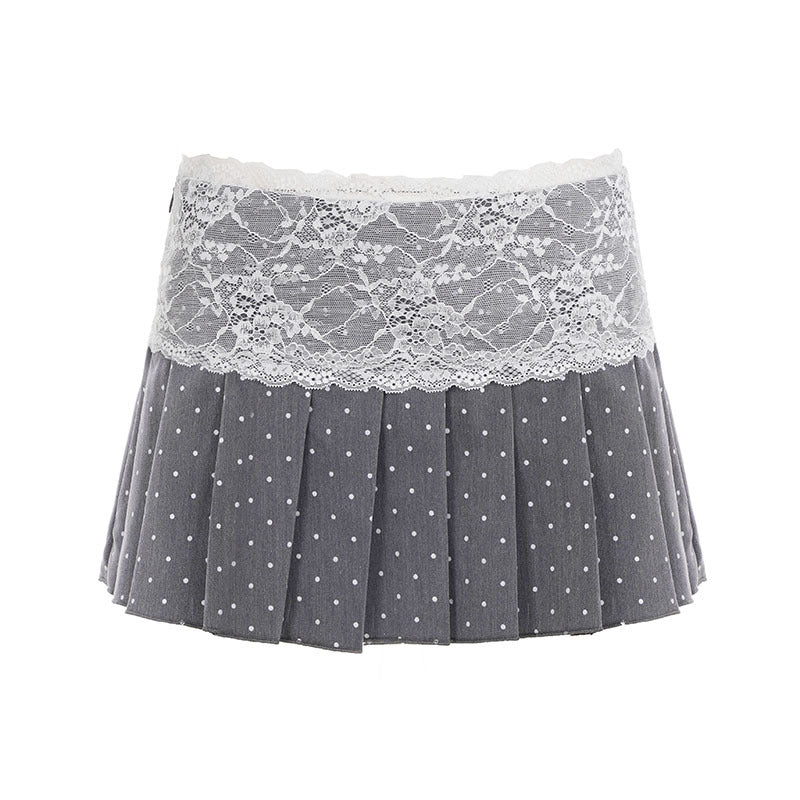 🖤 M&N Lace Edge Pleated Mini Skirt