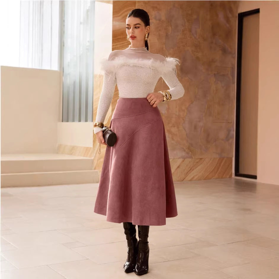 M&N Heritage Suede Midi Skirt