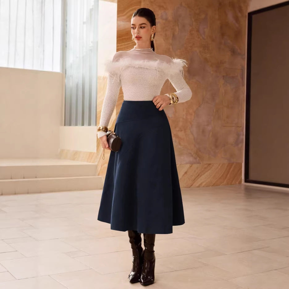 M&N Heritage Suede Midi Skirt