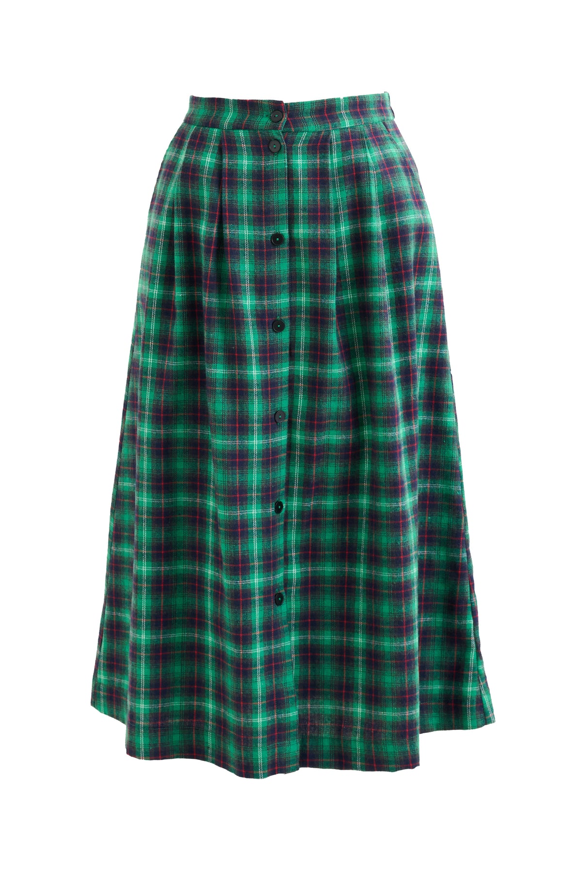 Bia Winter Check Button Through Skirt - Green
