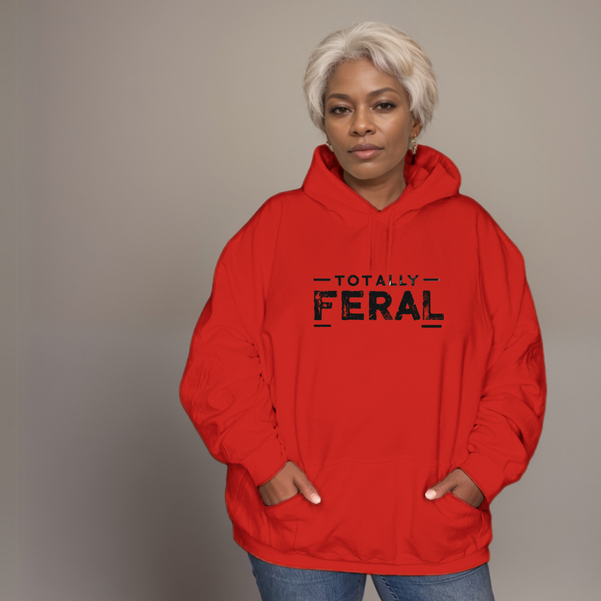 Premium Cotton Hoodie with “Totally Feral” Logo