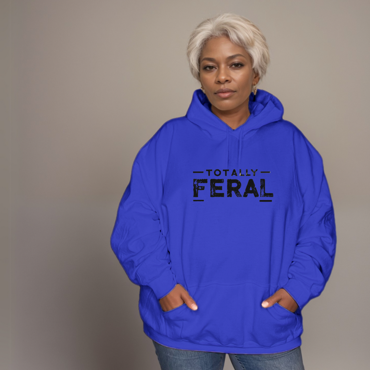 Premium Cotton Hoodie with “Totally Feral” Logo