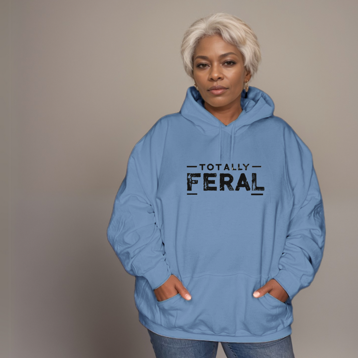 Premium Cotton Hoodie with “Totally Feral” Logo