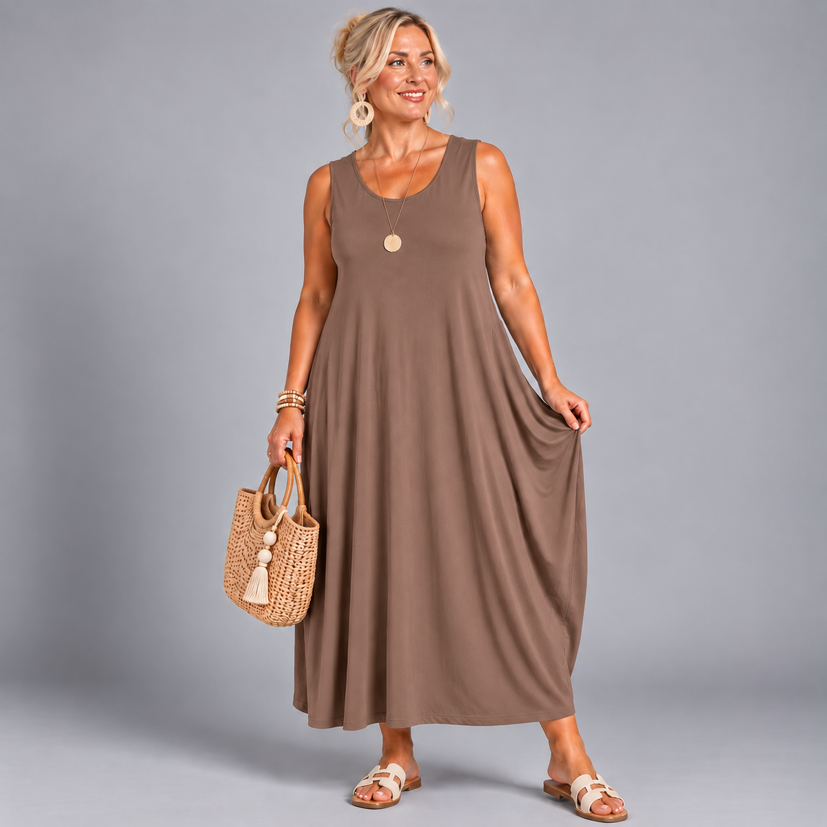 Sleeveless T-Shirt Midi Dress
