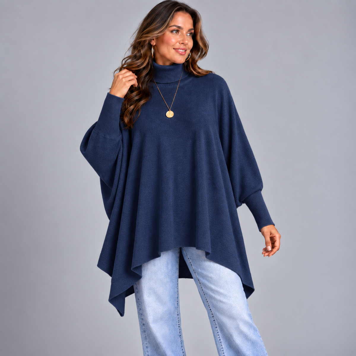 Polo Neck Super Soft Oversized Batwing Jumper