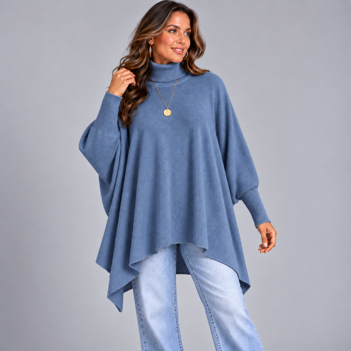 Polo Neck Super Soft Oversized Batwing Jumper