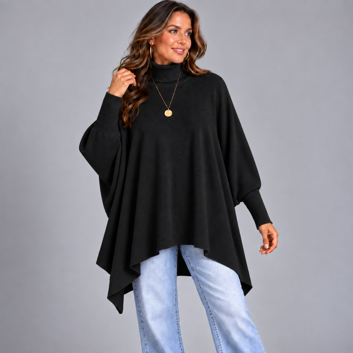 Polo Neck Super Soft Oversized Batwing Jumper