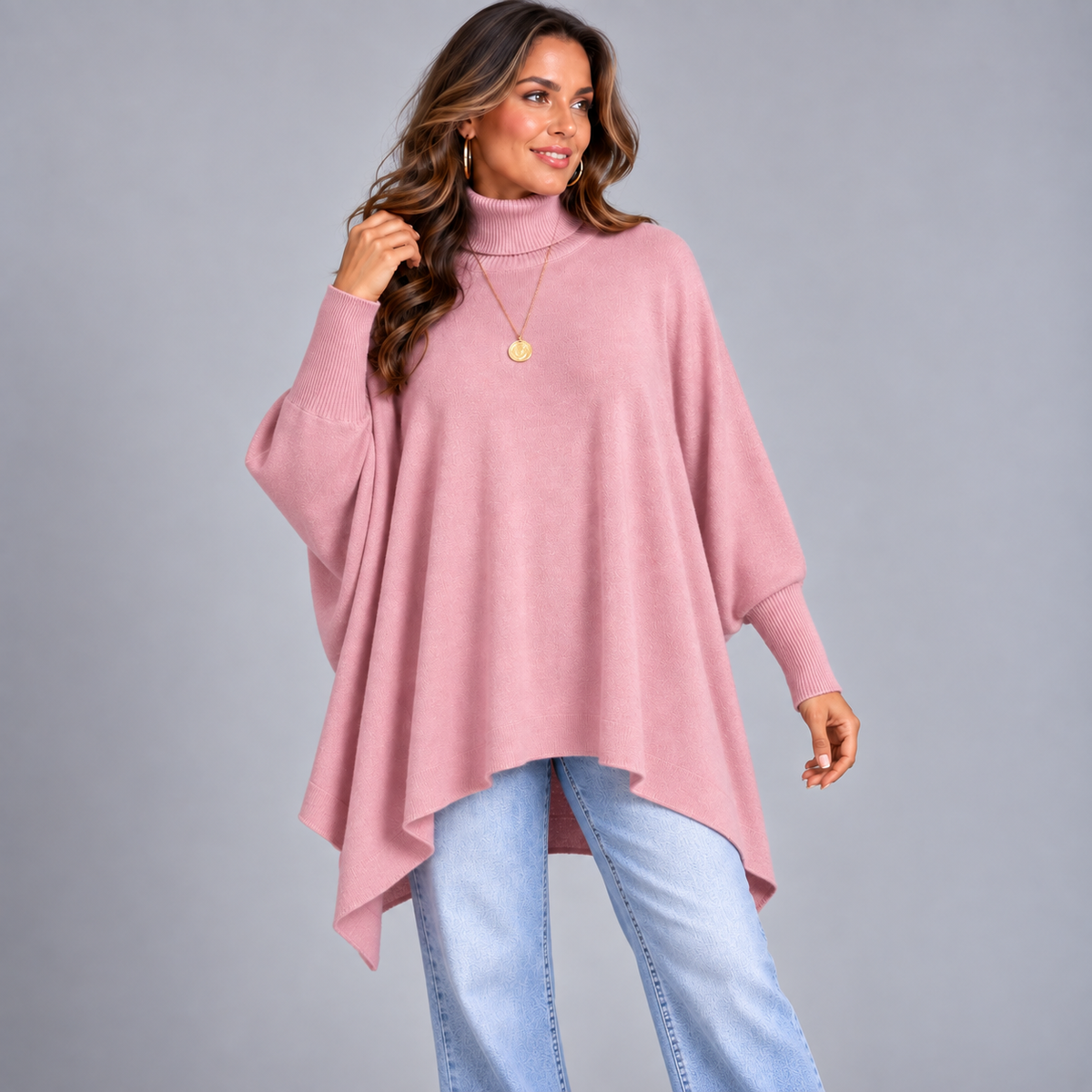 Polo Neck Super Soft Oversized Batwing Jumper