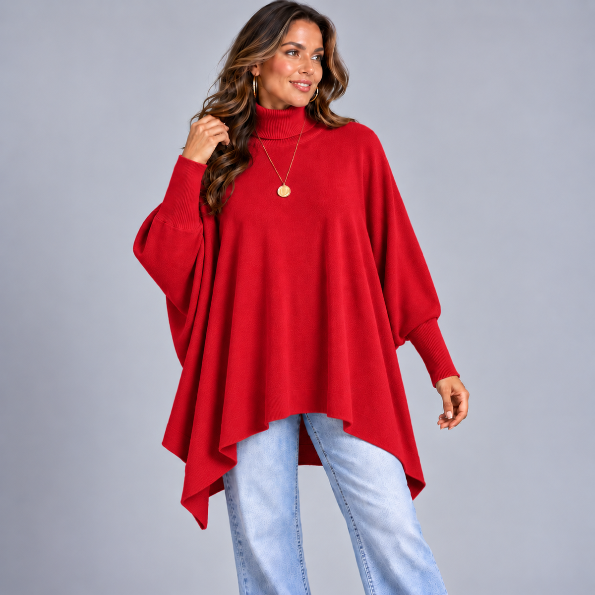 Polo Neck Super Soft Oversized Batwing Jumper