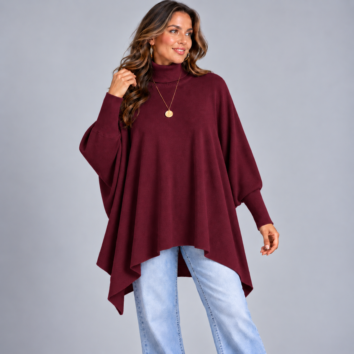Polo Neck Super Soft Oversized Batwing Jumper