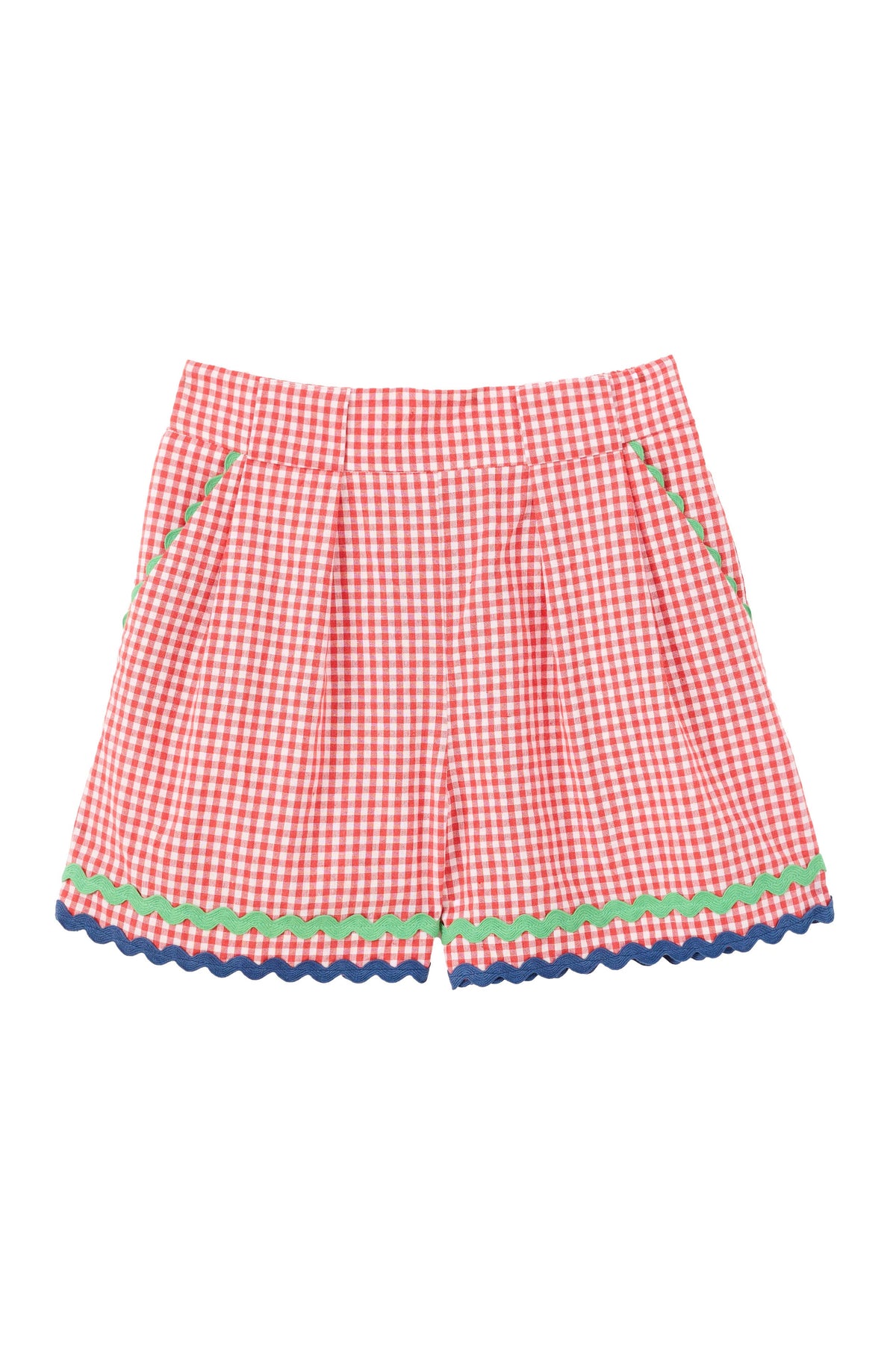 Hilton Gingham Ric Rac Trim Shorts - Red