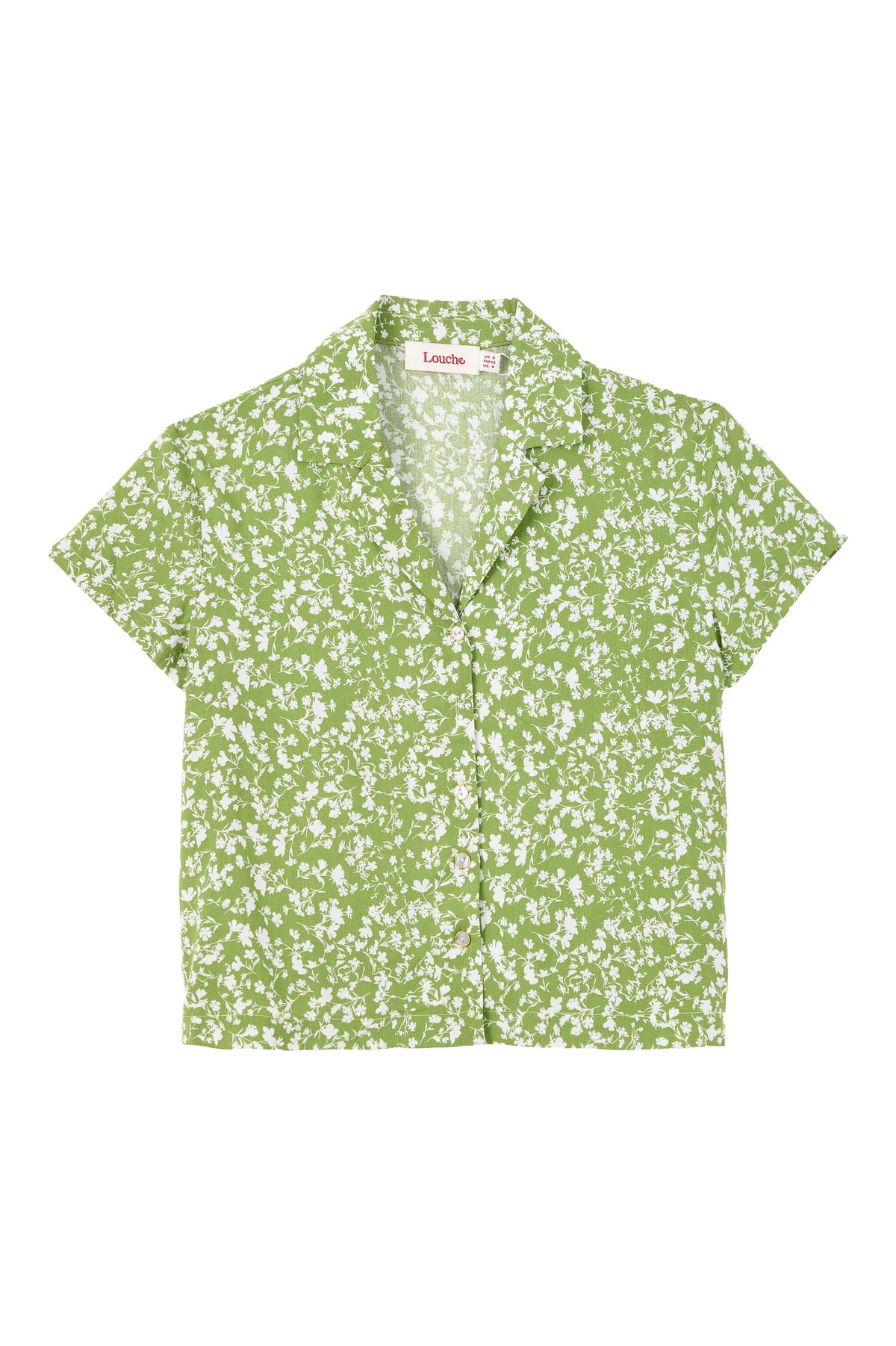 Marika Negative Floral Print Short Sleeve Shirt - Green