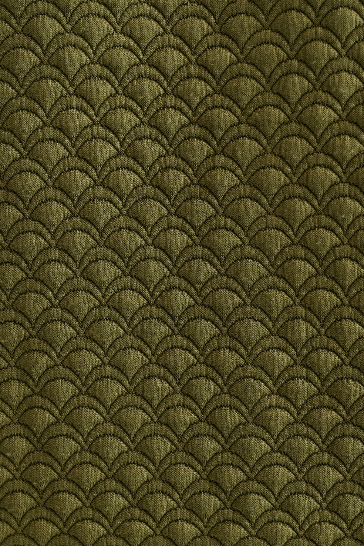 Flory Scallop Quilt Wide Leg Trouser - Moss Green