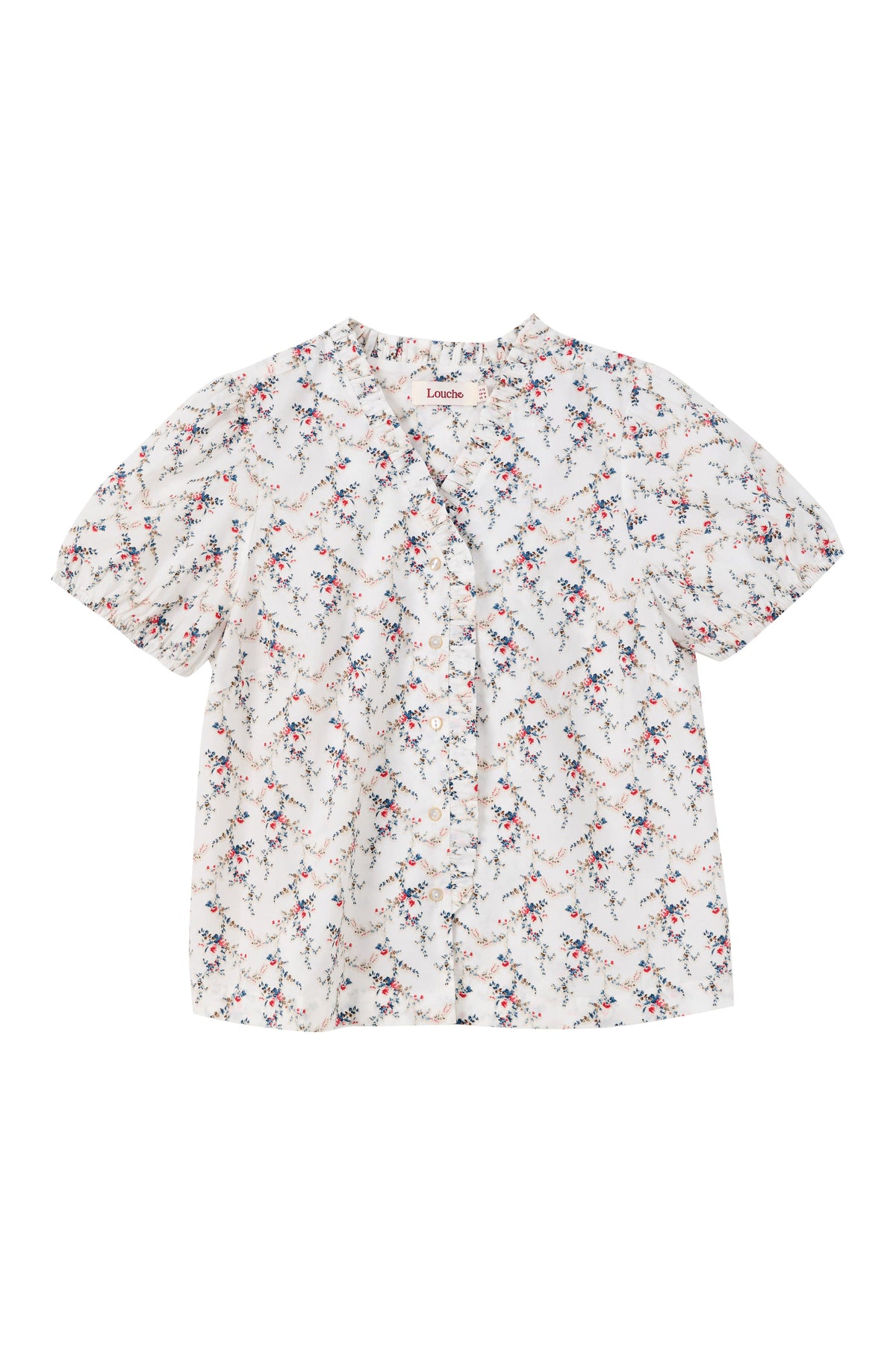Cressida Regency Print Frill Trim V-Neck Blouse