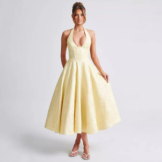 🌼 M&N Soleil Halter Maxi Dress