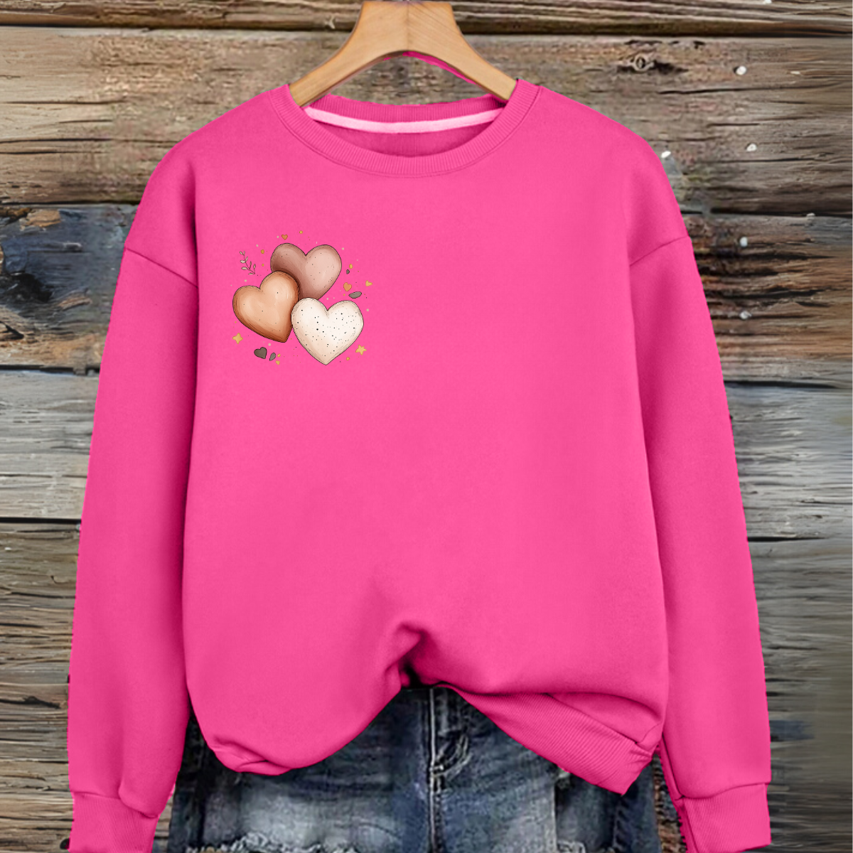 Cotton Triple Heart Sweatshirt