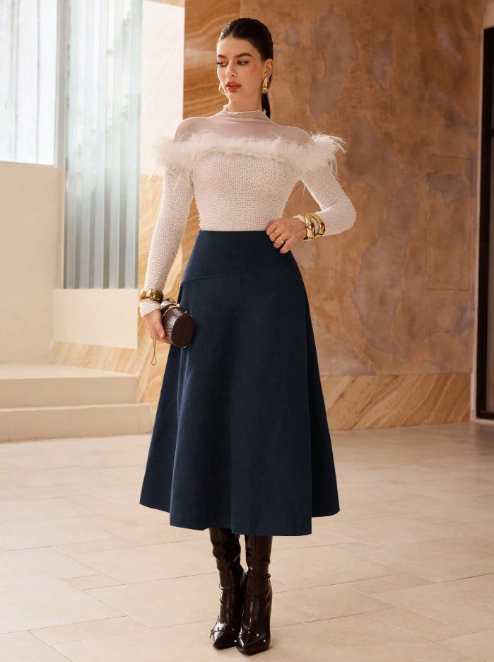 M&N Heritage Suede Midi Skirt