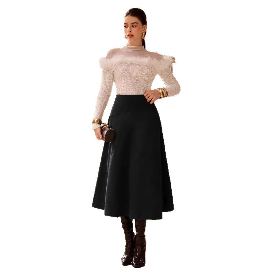 M&N Heritage Suede Midi Skirt