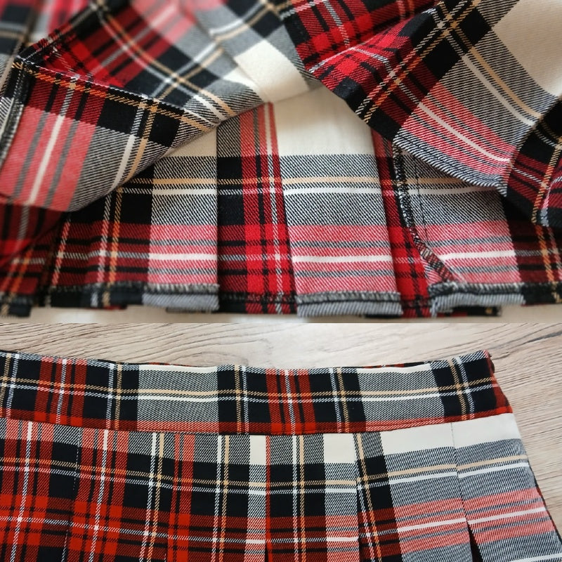 M&N Heritage Check Pleated Skirt