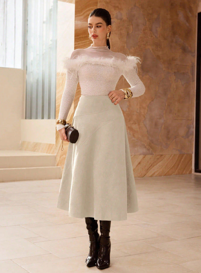 M&N Heritage Suede Midi Skirt