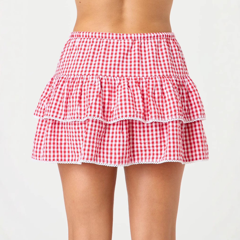 🎀 M&N Sweet Check Pleated Mini Skirt