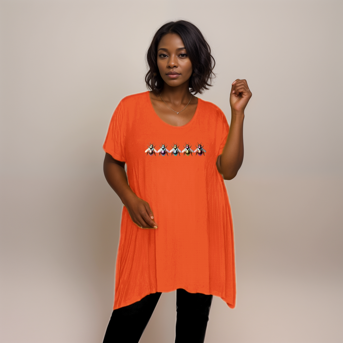 Multi Coloured Bee-Logo Hanky-Hem Swing Top